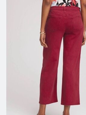 NWT Chico's Cropped Wide-Leg Jeans in Wine Red